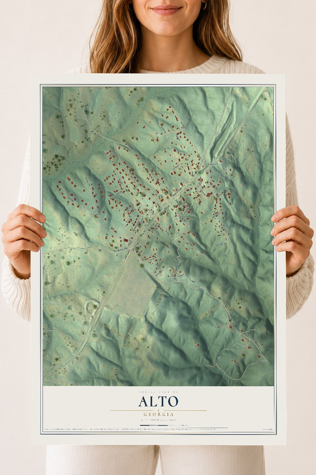 Alto, Georgia map print, 18" x 24" Archival Matte Print mockup