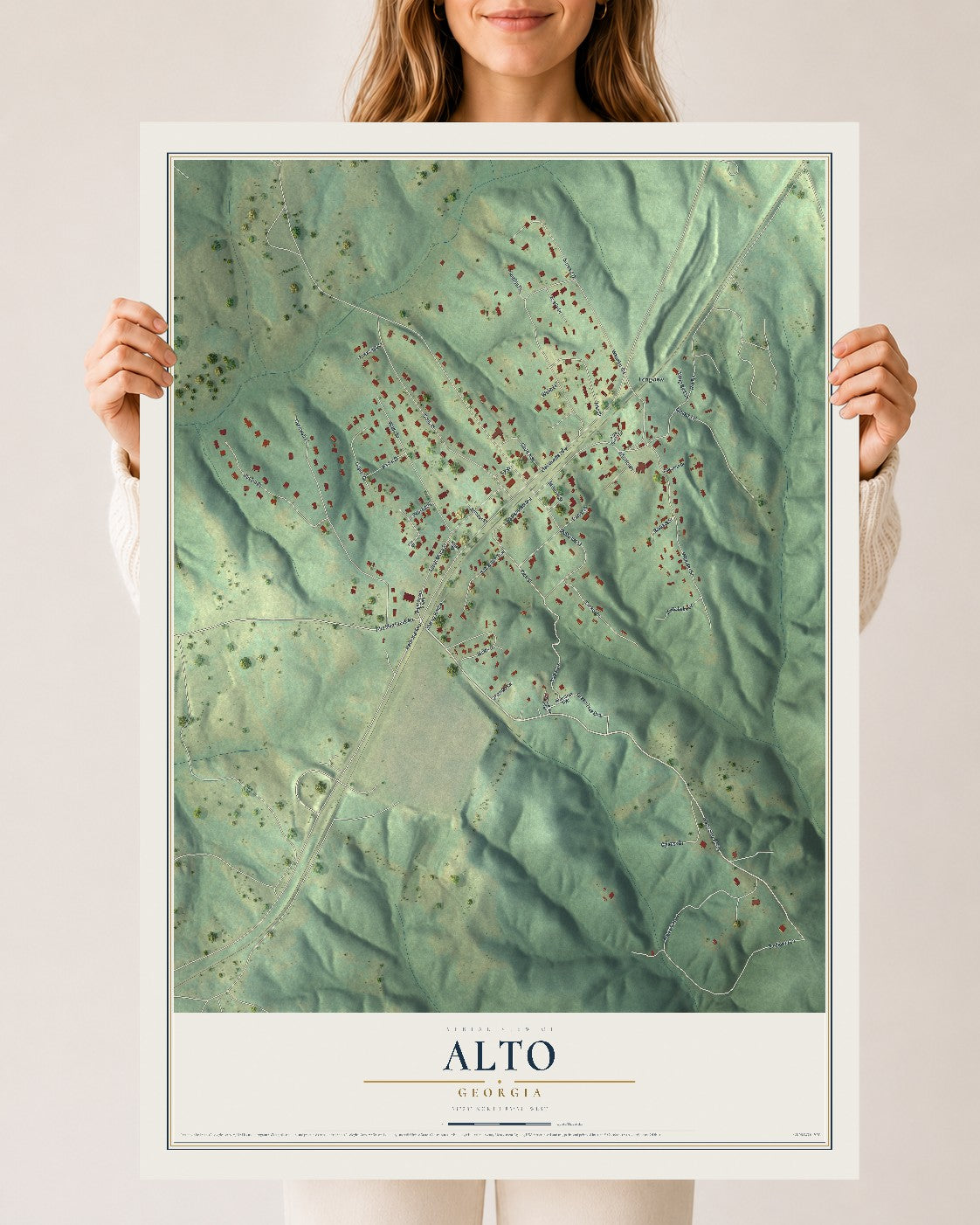Alto, Georgia map print, 24" x 36" Archival Matte Print mockup