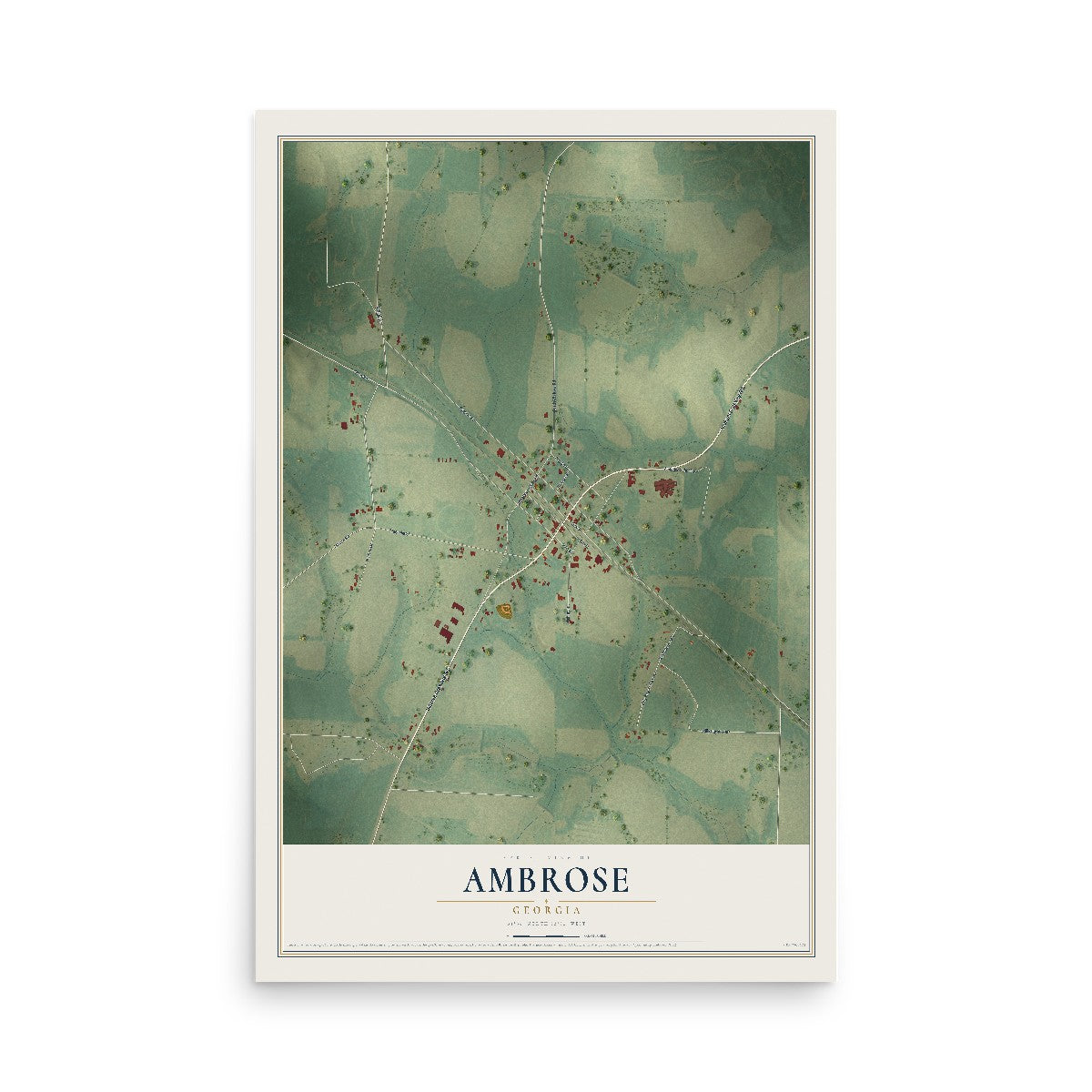 Ambrose, Georgia map print, 12" x 18" Archival Matte Print mockup