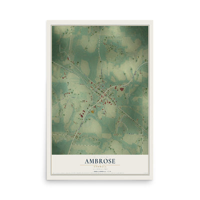 Ambrose, Georgia map print, 12" x 18" Archival Matte Print mockup