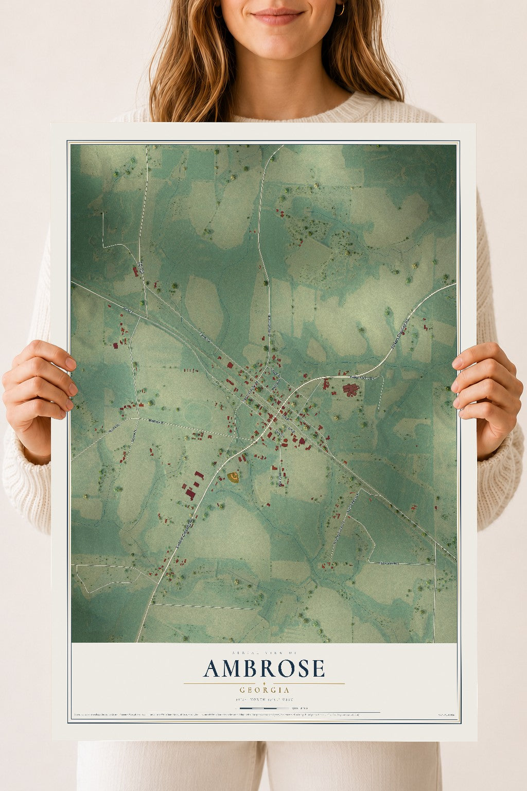 Ambrose, Georgia map print, 18" x 24" Archival Matte Print mockup