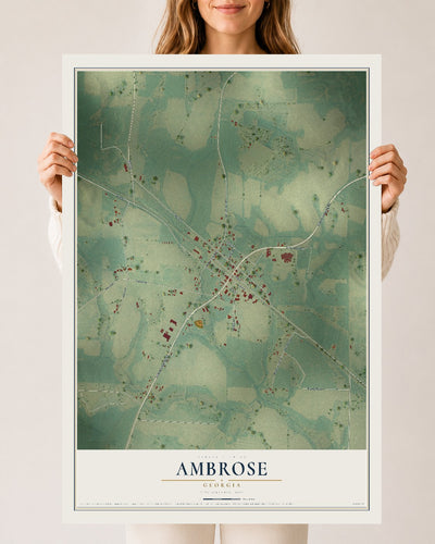 Ambrose, Georgia map print, 24" x 36" Archival Matte Print mockup