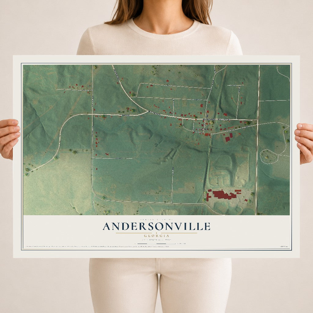 Andersonville, Georgia map print, 18" x 24" Archival Matte Print mockup
