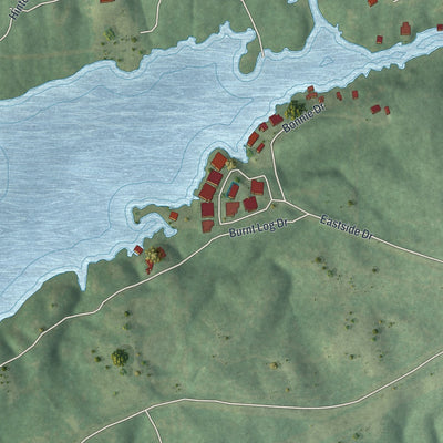 Close-up of the map of Antioch, Georgia print showing street and building detail