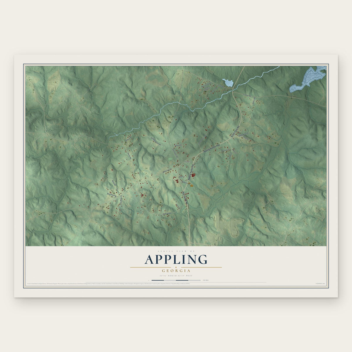 Appling, Georgia map print, the full design