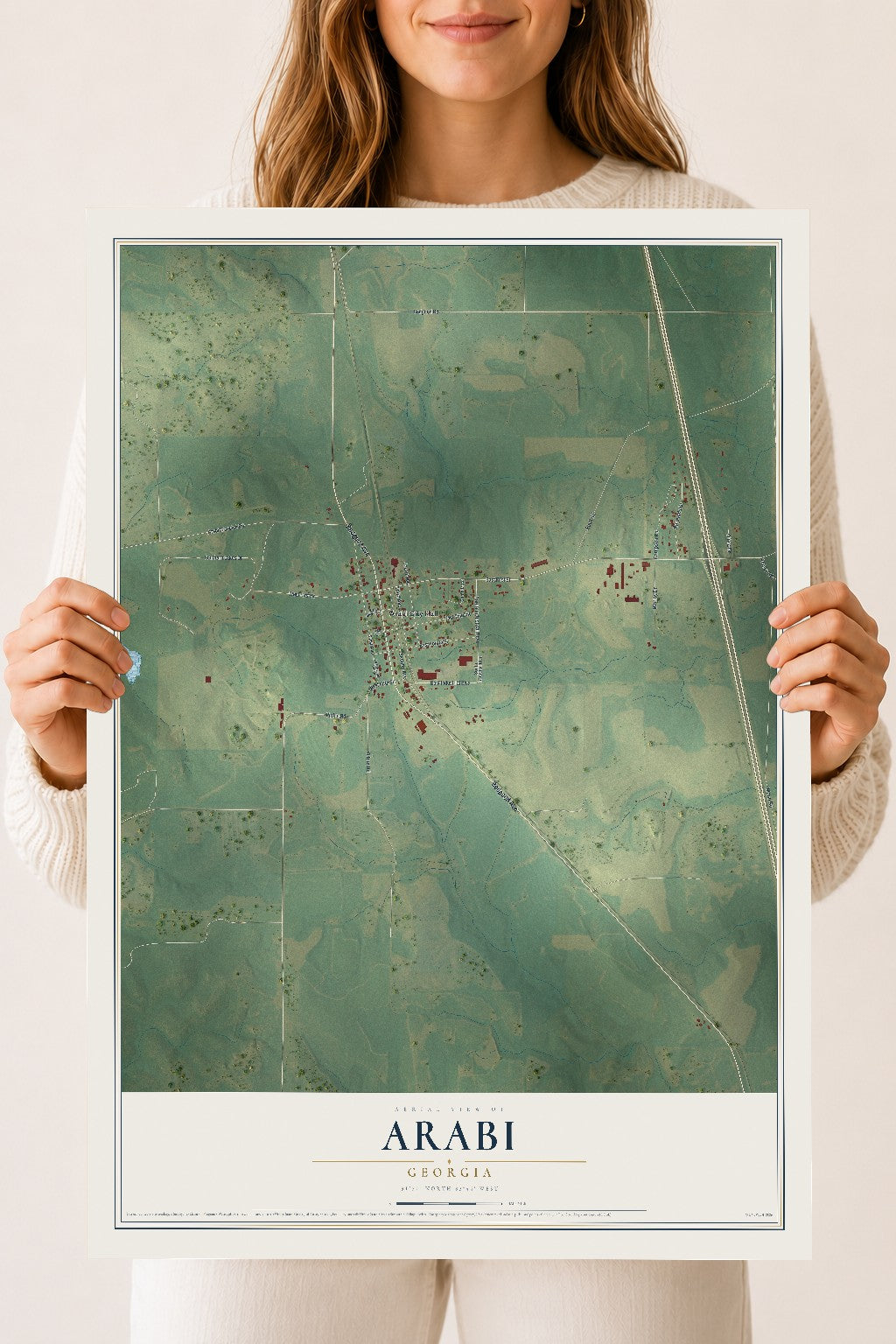 Arabi, Georgia map print, 18" x 24" Archival Matte Print mockup