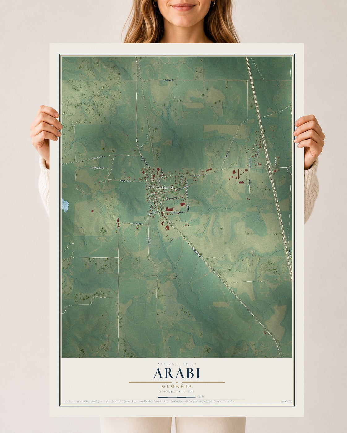 Arabi, Georgia map print, 24" x 36" Archival Matte Print mockup