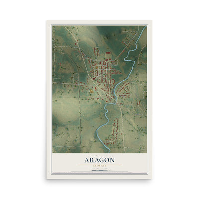 Aragon, Georgia map print, 12" x 18" Archival Matte Print mockup