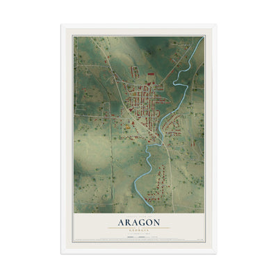 Aragon, Georgia map print, 12" x 18" W/ White Ayous Wood Frame mockup