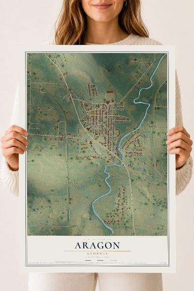 Aragon, Georgia map print, 18" x 24" Archival Matte Print mockup