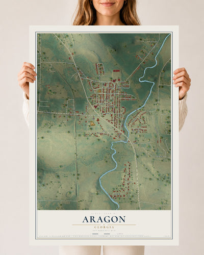 Aragon, Georgia map print, 24" x 36" Archival Matte Print mockup