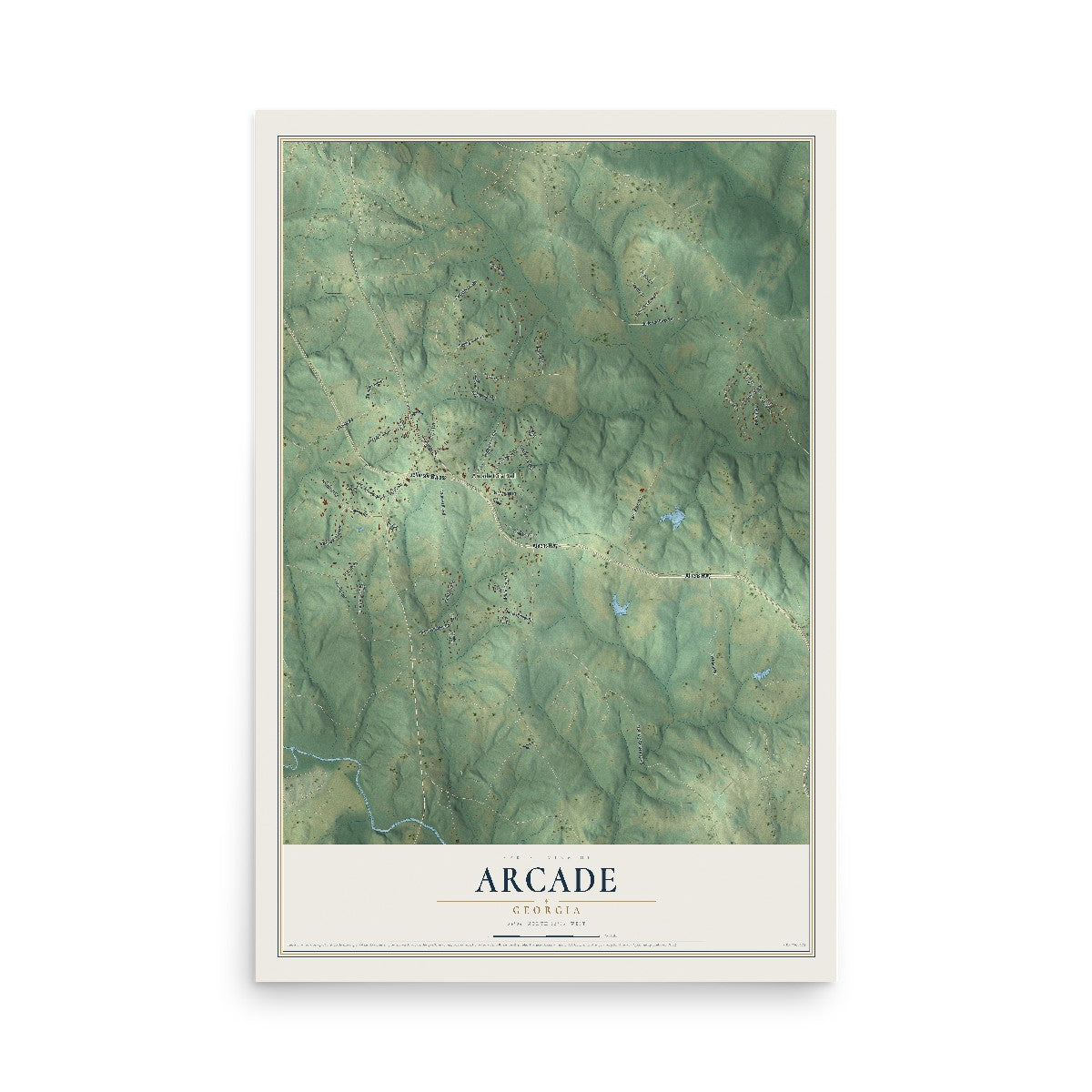 Arcade, Georgia map print, 12" x 18" Archival Matte Print mockup