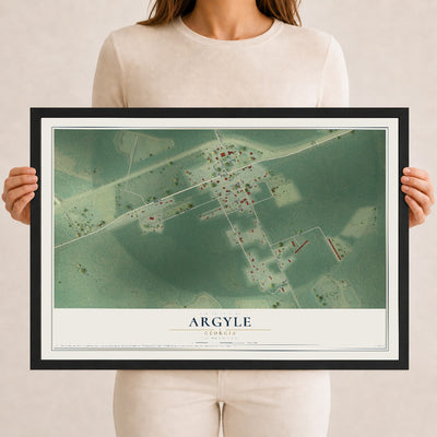 Argyle, Georgia map print, 12" x 18" W/ Black Ayous Wood Frame mockup