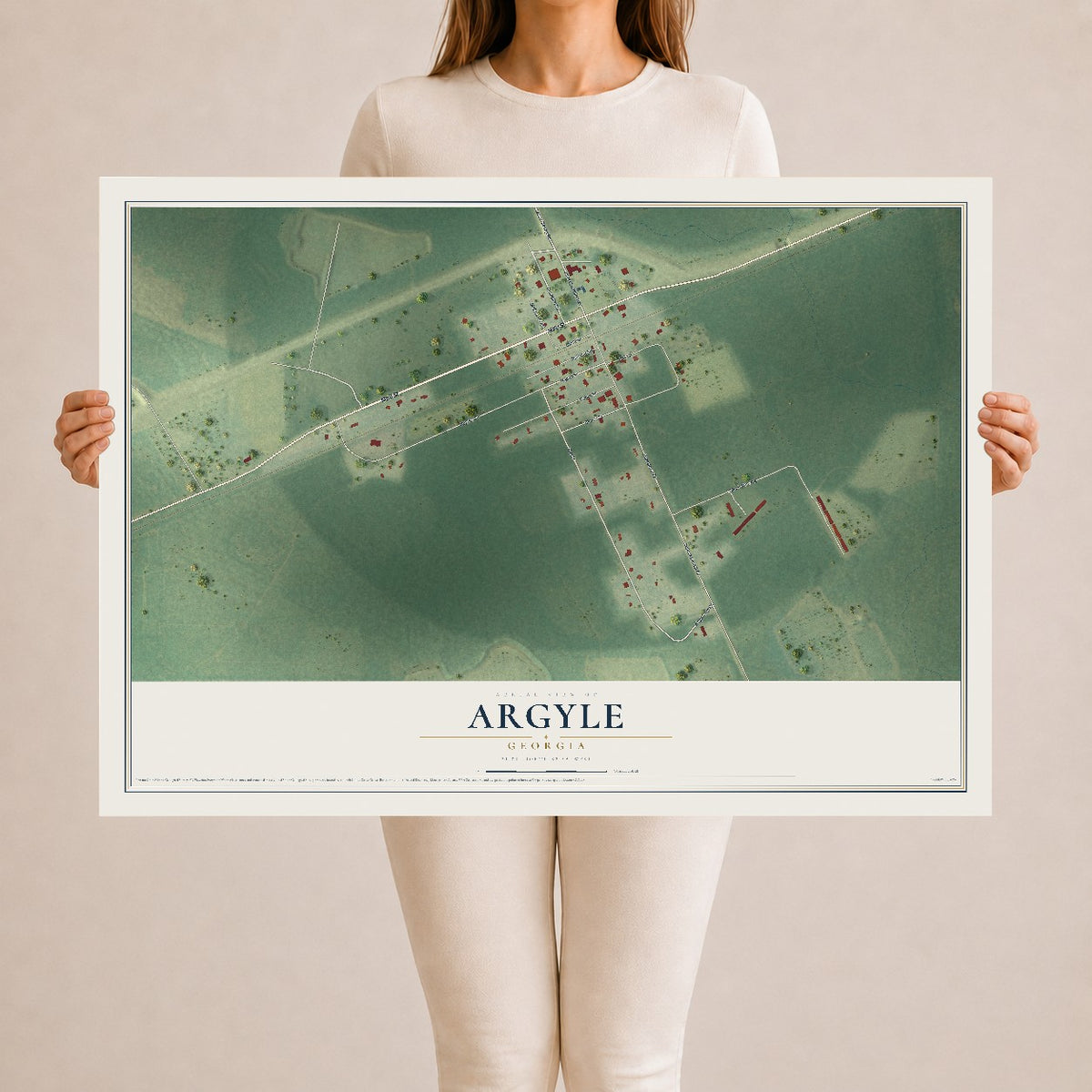 Argyle, Georgia map print, 24" x 36" Archival Matte Print mockup