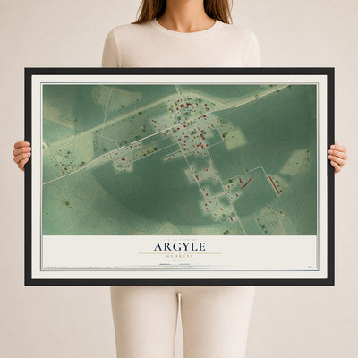 Argyle, Georgia map print, 24" x 36" W/ Black Ayous Wood Frame mockup