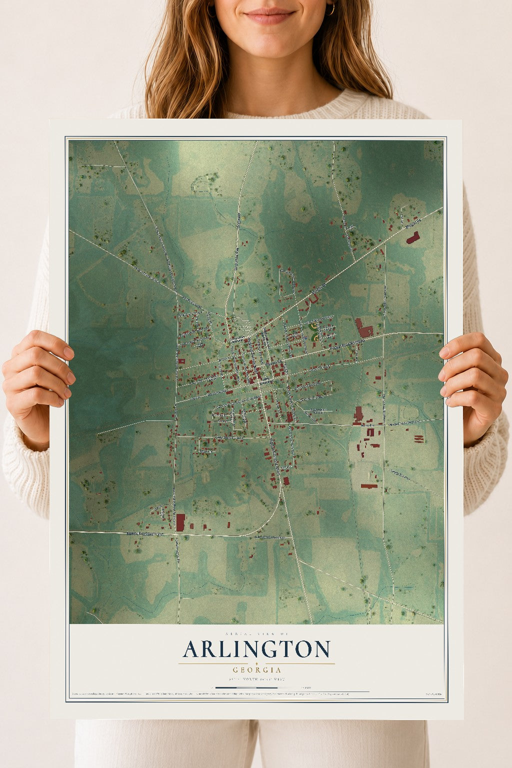 Arlington, Georgia map print, 18" x 24" Archival Matte Print mockup