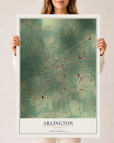 Arlington, Georgia map print, 24" x 36" Archival Matte Print mockup