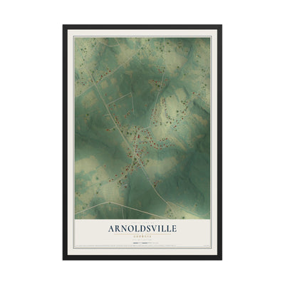 Arnoldsville, Georgia map print, 12" x 18" W/ Black Ayous Wood Frame mockup