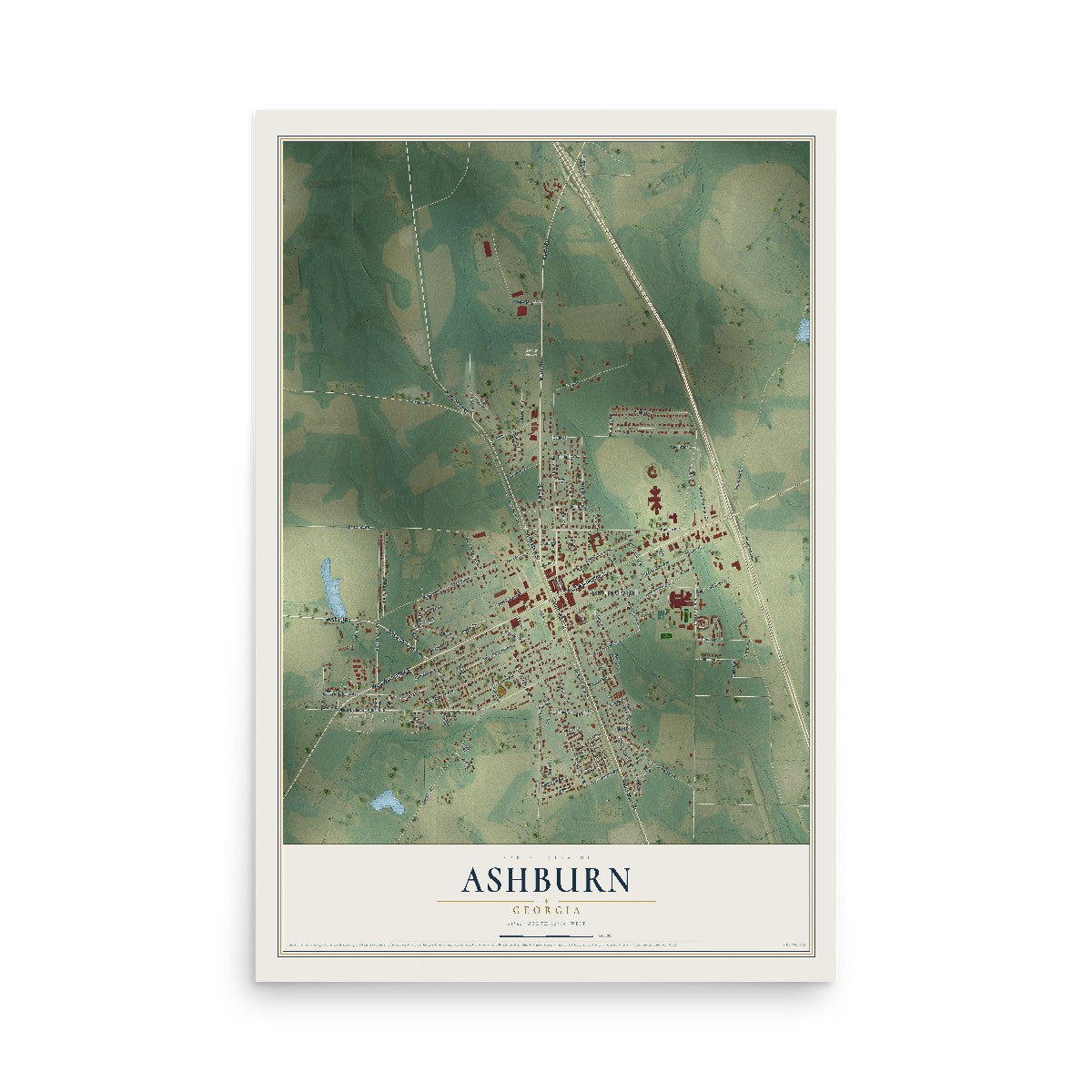 Ashburn, Georgia map print, 12" x 18" Archival Matte Print mockup