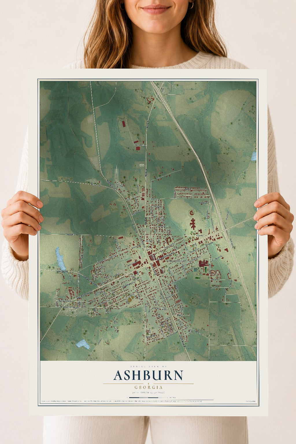 Ashburn, Georgia map print, 18" x 24" Archival Matte Print mockup