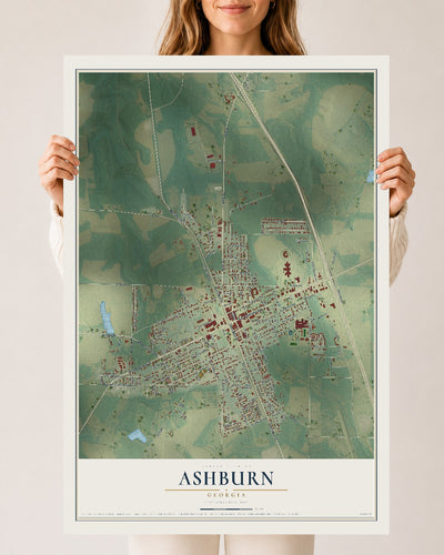 Ashburn, Georgia map print, 24" x 36" Archival Matte Print mockup