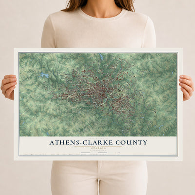 Athens-Clarke County, Georgia map print, 12" x 18" Archival Matte Print mockup