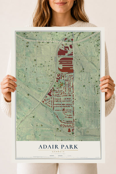 Adair Park, Georgia map print, 18" x 24" Archival Matte Print mockup