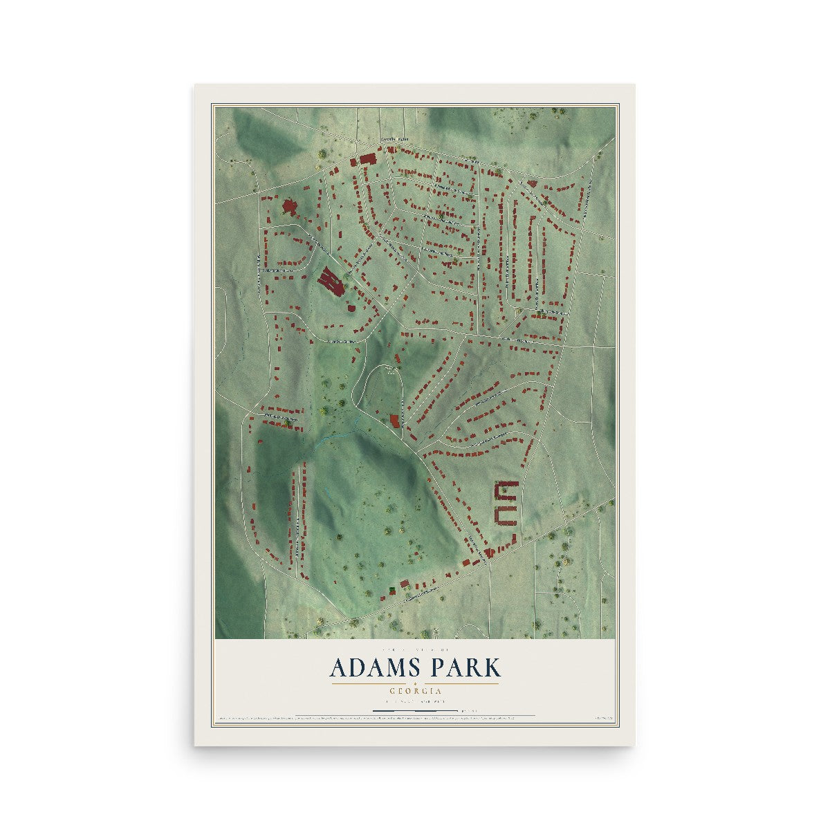 Adams Park, Georgia map print, 12" x 18" Archival Matte Print mockup