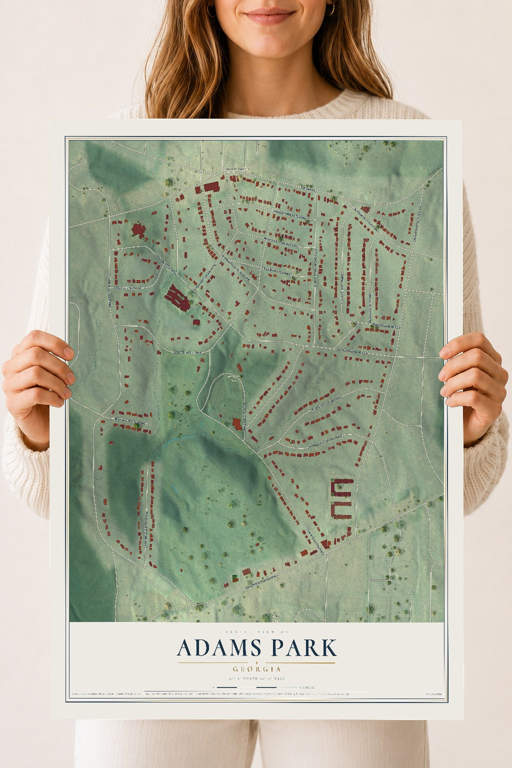 Adams Park, Georgia map print, 18" x 24" Archival Matte Print mockup
