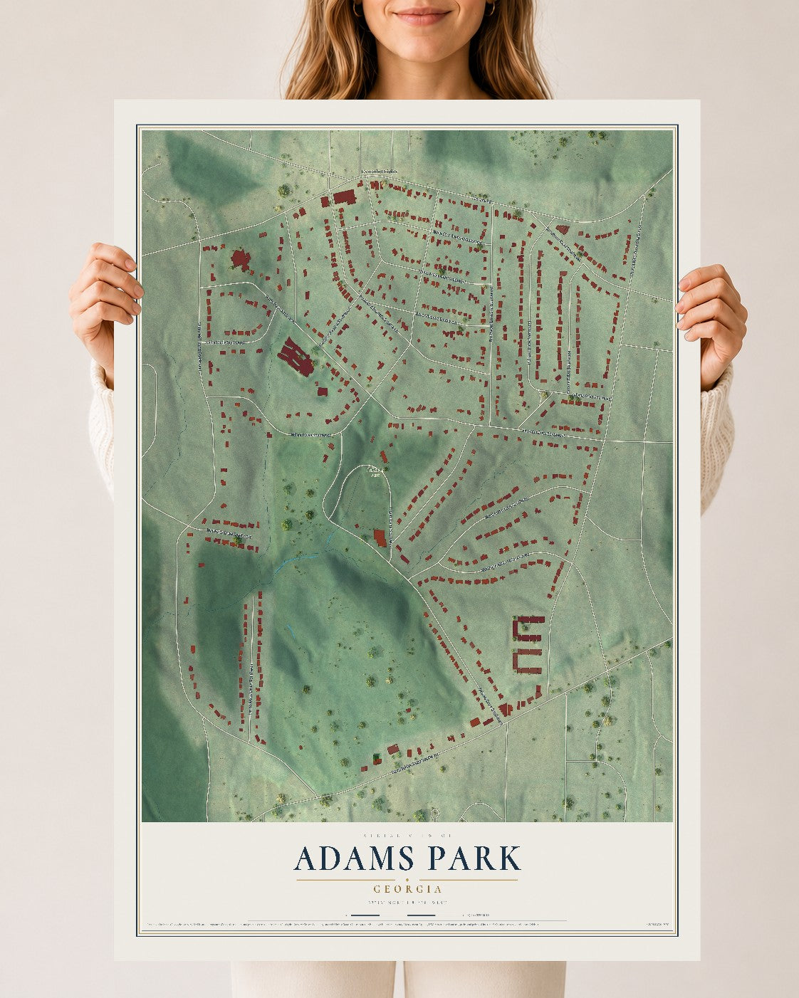 Adams Park, Georgia map print, 24" x 36" Archival Matte Print mockup