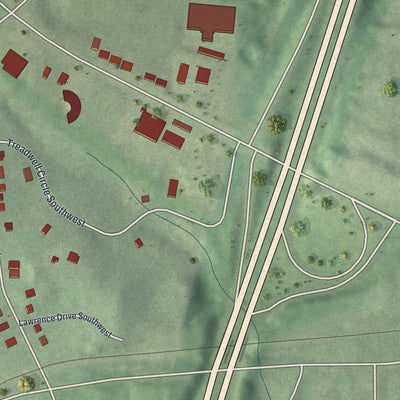 Close-up 1 of the Adamsville, Georgia map artwork