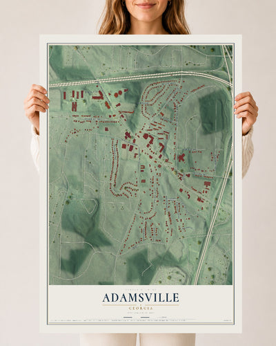 Adamsville, Georgia map print, 24" x 36" Archival Matte Print mockup