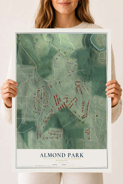 Almond Park, Georgia map print, 18" x 24" Archival Matte Print mockup