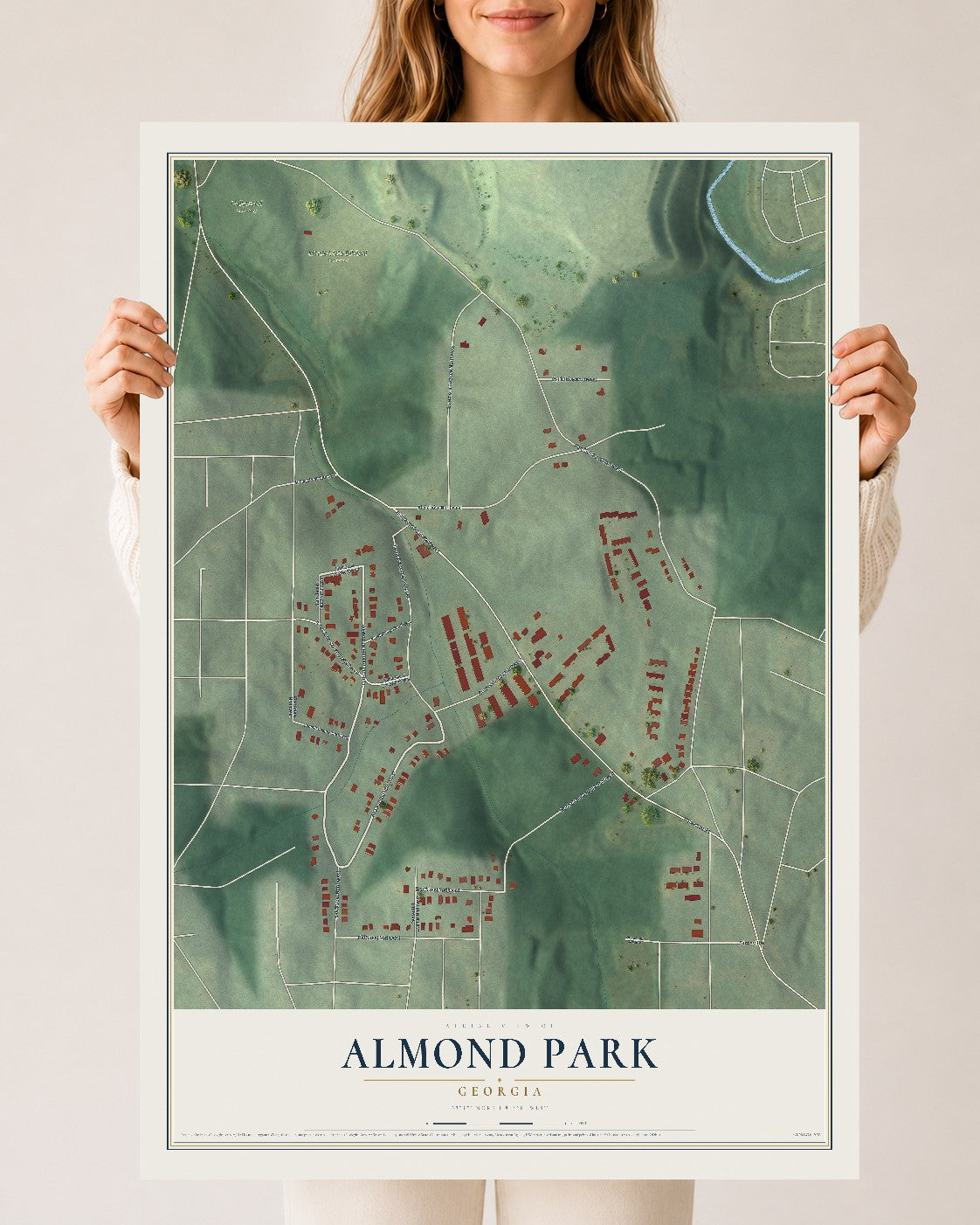 Almond Park, Georgia map print, 24" x 36" Archival Matte Print mockup