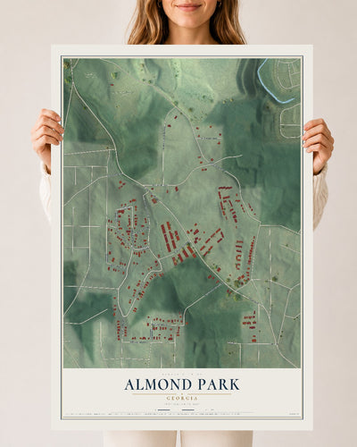 Almond Park, Georgia map print, 24" x 36" Archival Matte Print mockup