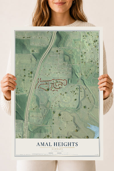 Amal Heights, Georgia map print, 18" x 24" Archival Matte Print mockup