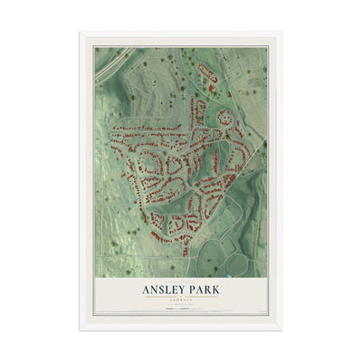 Ansley Park, Georgia map print, 12" x 18" W/ White Ayous Wood Frame mockup