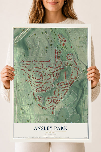 Ansley Park, Georgia map print, 18" x 24" Archival Matte Print mockup