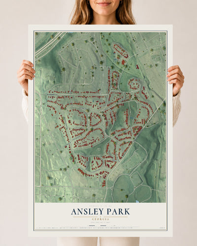 Ansley Park, Georgia map print, 24" x 36" Archival Matte Print mockup