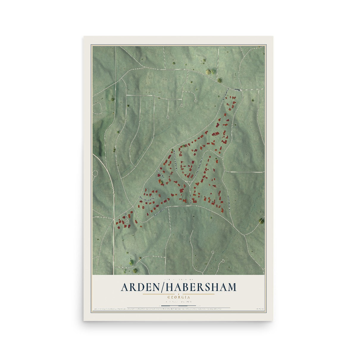 Arden-Habersham, Georgia map print, 12" x 18" Archival Matte Print mockup