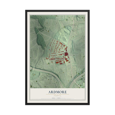 Ardmore, Georgia map print, 12" x 18" W/ Black Ayous Wood Frame mockup
