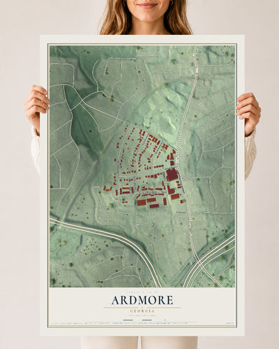 Ardmore, Georgia map print, 24" x 36" Archival Matte Print mockup
