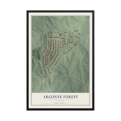 Argonne Forest, Georgia map print, 12" x 18" W/ Black Ayous Wood Frame mockup