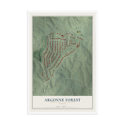 Argonne Forest, Georgia map print, 12" x 18" W/ White Ayous Wood Frame mockup