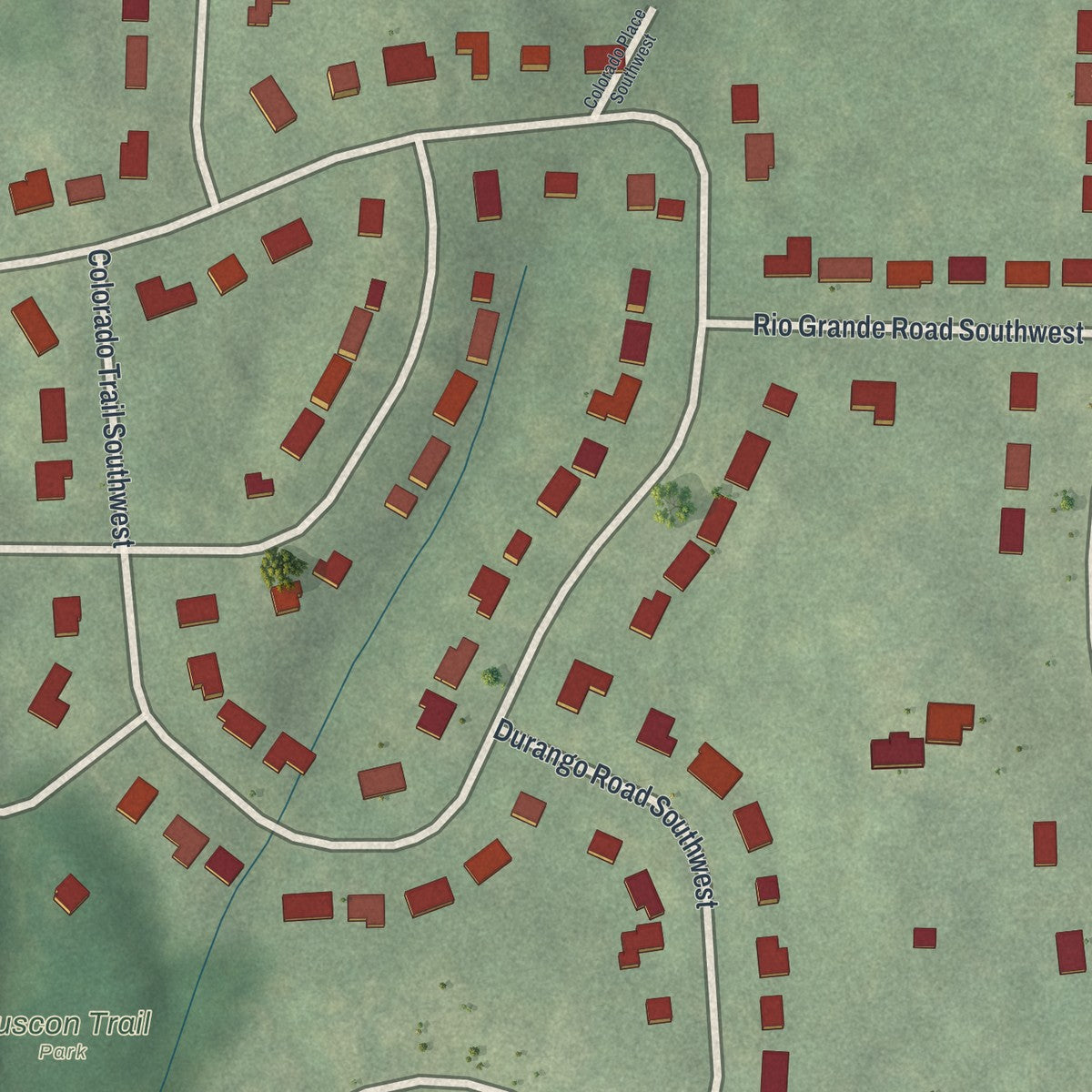 Close-up 2 of the Arlington Estates, Georgia map artwork
