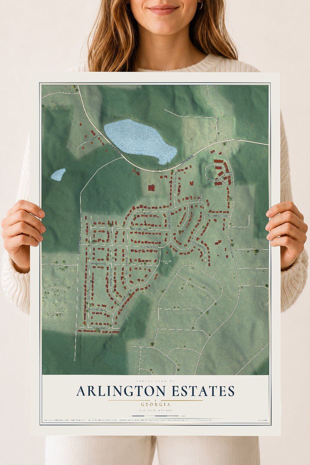 Arlington Estates, Georgia map print, 18" x 24" Archival Matte Print mockup