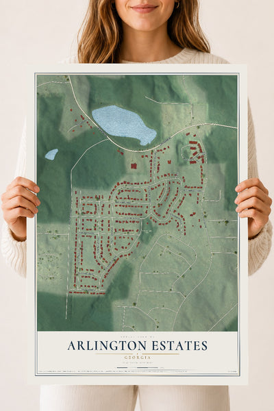 Arlington Estates, Georgia map print, 18" x 24" Archival Matte Print mockup