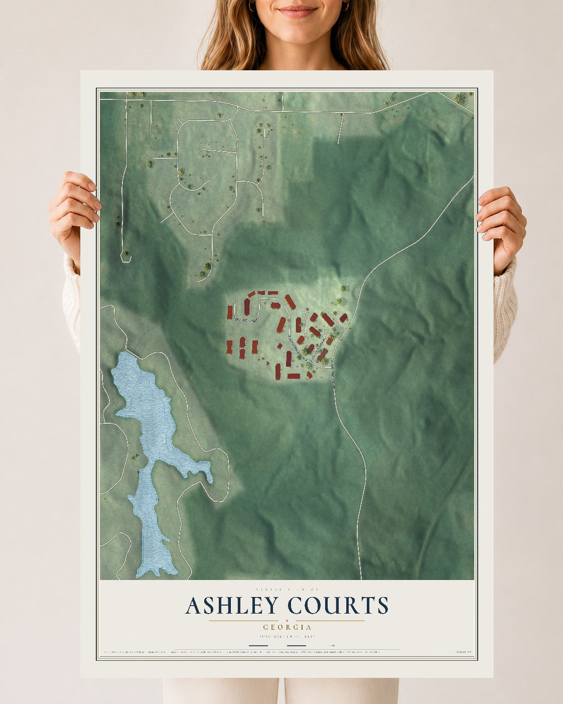 Ashley Courts, Georgia map print, 24" x 36" Archival Matte Print mockup
