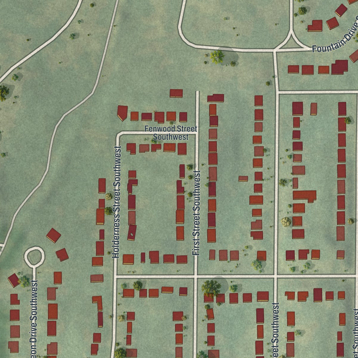 Close-up 2 of the Ashview Heights, Georgia map artwork