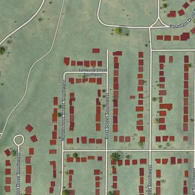 Close-up 2 of the Ashview Heights, Georgia map artwork